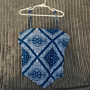 blue bandanna top